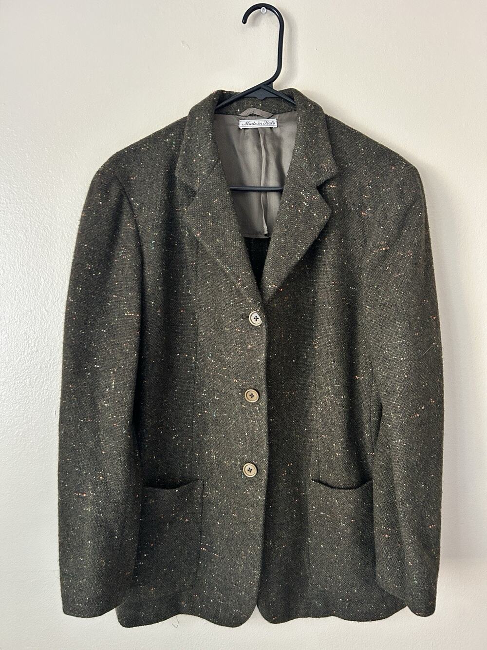Vintage Davide Cenci Made in Italy Green Soft Wool/Cashmere Blazer Jacket L / 12